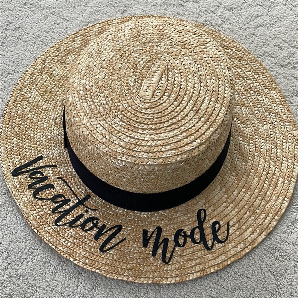Straw Sun Hat with Black Band